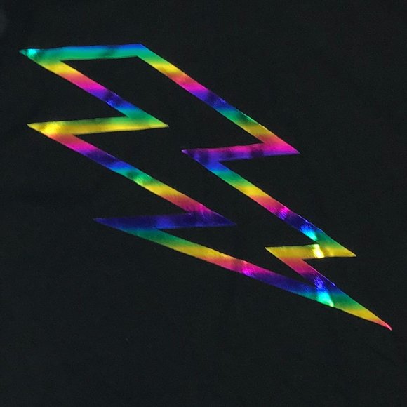 Holographic Lightning, Short Sleeve T-Shirt, Unisex, Black, Size L, NEW WITH TAG - Picture 2 of 6